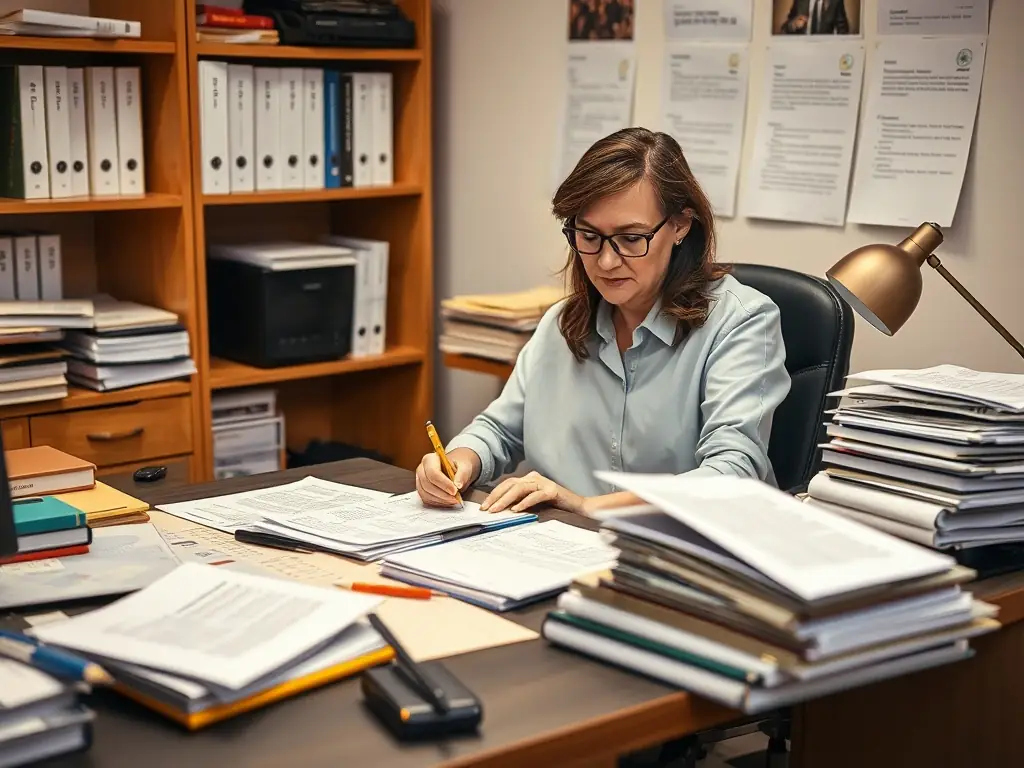 An image of a translator working with Spanish documents, highlighting the Spanish language translation services offered by the company.