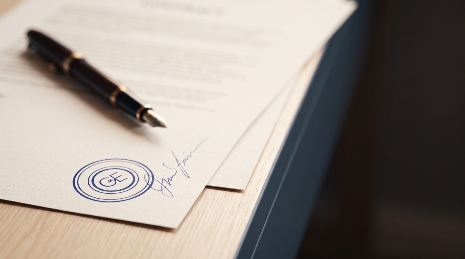 Firma y sello de perito traductor sobre documento